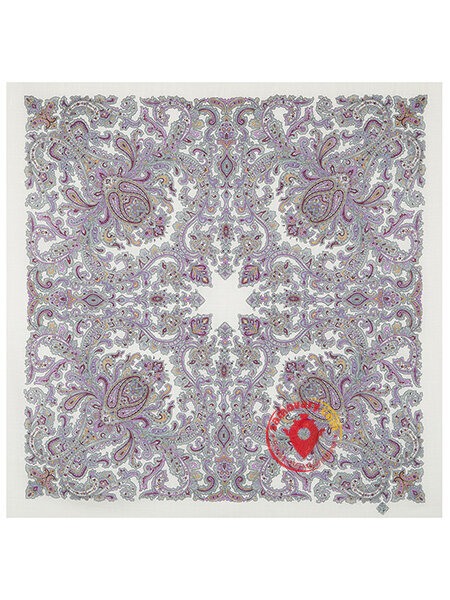 Платок из шерсти "Оберег" с шелковой бахромой 1638-2, 89х89 см