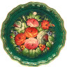 Поднос с росписью "Цветы на зеленом" круглый, арт. 2145
