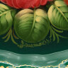 Поднос с росписью "Цветы на зеленом" круглый, арт. 2145