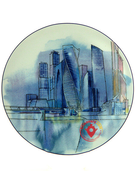 Тарелка декоративная форма Эллипс рисунок Москва-Сити ИФЗ